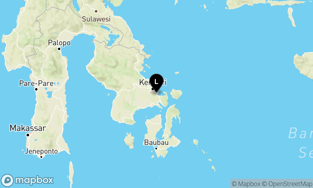 Peta episentrum gempa M2.3 — Pusat gempa berada di darat 20 km tenggara Kendari