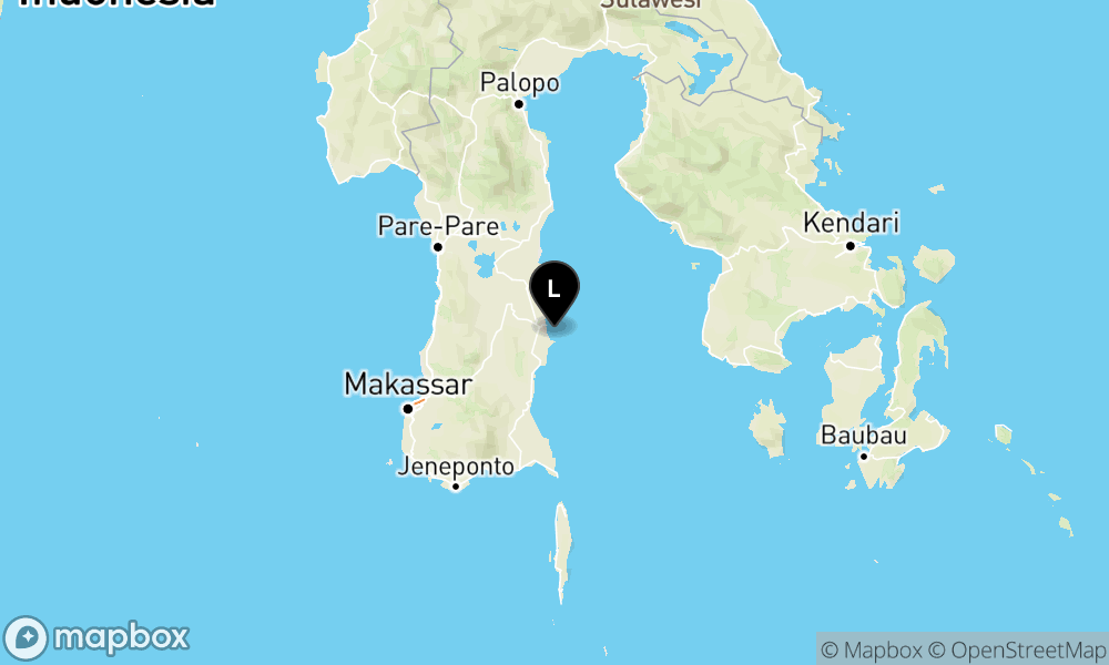 Peta episentrum gempa M2.5 — Pusat gempa berada di laut 16 Km Tenggara Bone Sulawesi Selatan