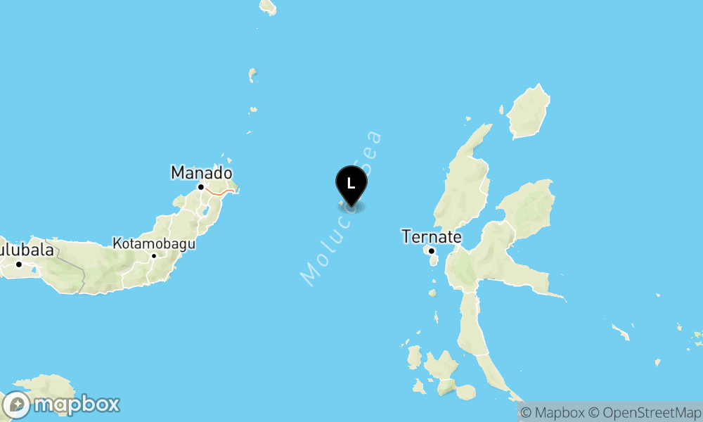 Peta episentrum gempa M4.5 — Pusat gempa berada di laut 110 km barat laut Ternate