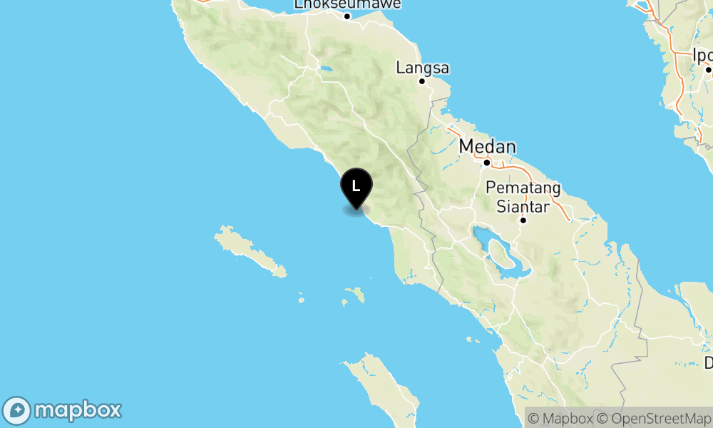 Peta episentrum gempa M3.6 — Pusat gempa berada di laut 30 km selatan Kab. Aceh Selatan