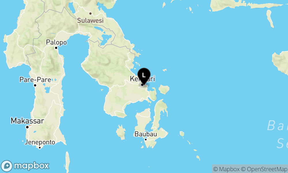 Peta Gempa Pusat gempa berada di darat 10 km Tenggara Kendari