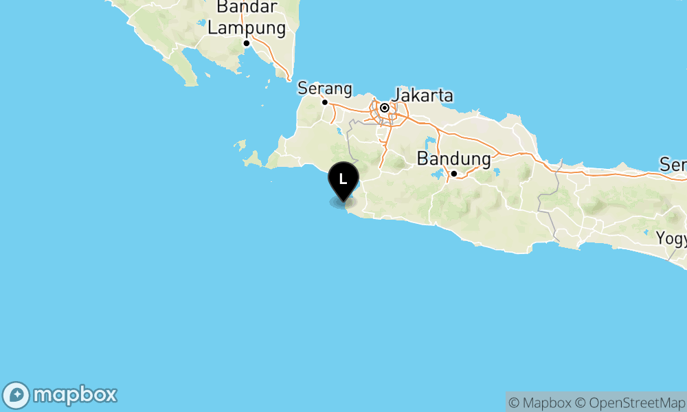 Peta episentrum gempa M3.4 — Pusat gempa berada di laut 39 km baratdaya Kab. Sukabumi