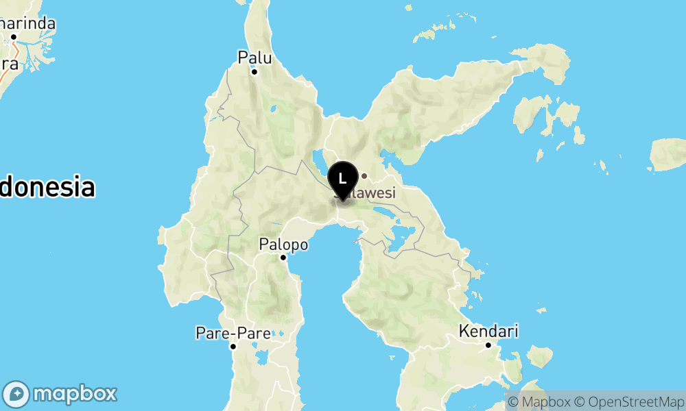 Peta Gempa Pusat gempa berada di darat 36 km barat laut Luwu Timur