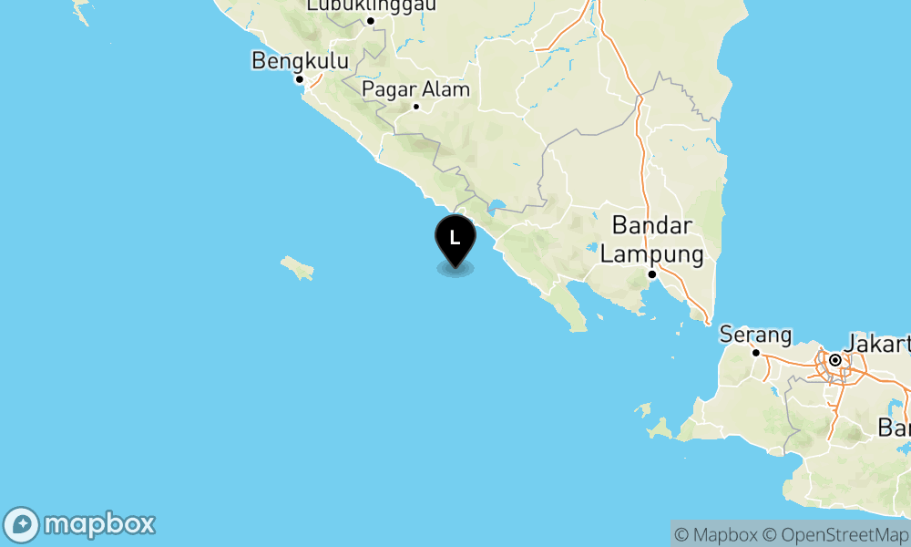 Peta Gempa Pusat gempa berada di laut 47 km baratdaya Pesisir Barat