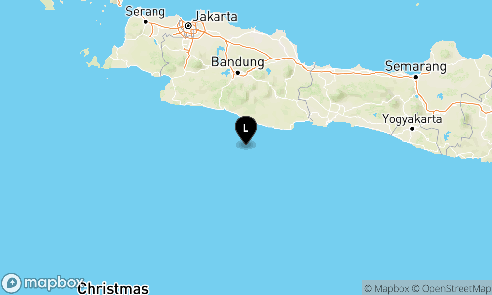Peta Gempa Pusat gempa berada di laut 90 km barat daya Kab. Tasikmalaya