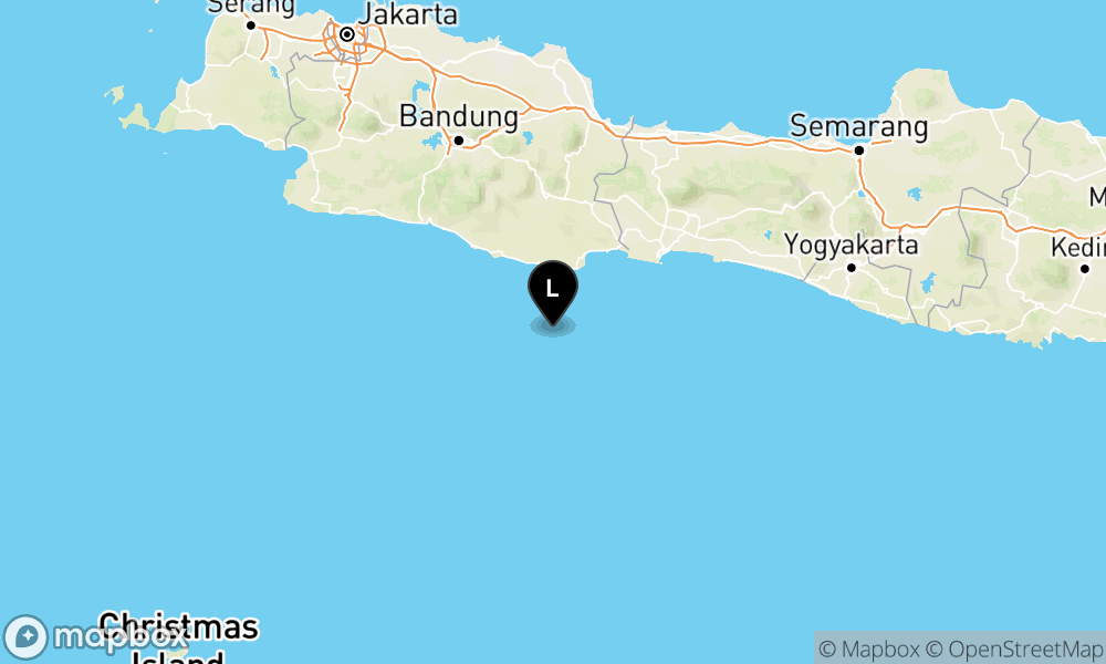 Peta Gempa Pusat gempa berada di laut 66 km selatan Kab. Pangandaran