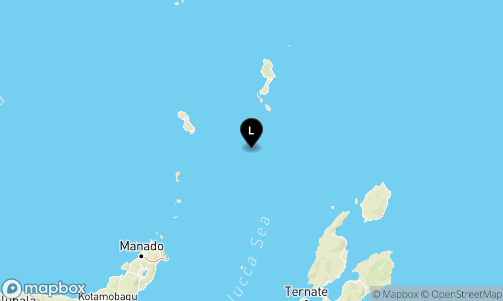 Peta Gempa Pusat gempa berada di laut 98 km selatan Melonguane