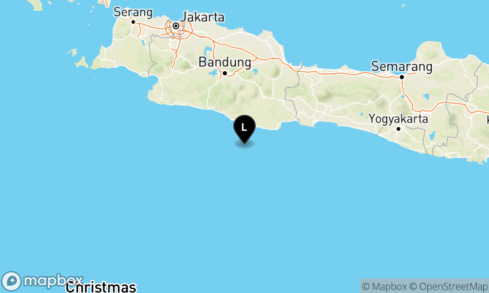 Peta Gempa Pusat gempa berada di laut 76 km barat daya Kabupaten Pangandaran
