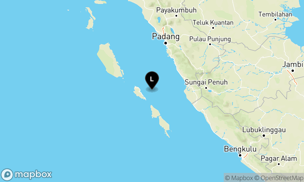Peta Gempa Pusat gempa berada di laut 49 km timur Tuapejat