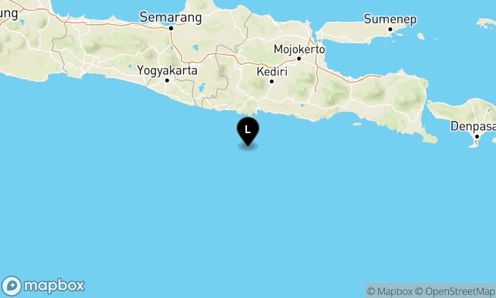 Peta Gempa Pusat gempa berada di laut 87 km Selatan Trenggalek