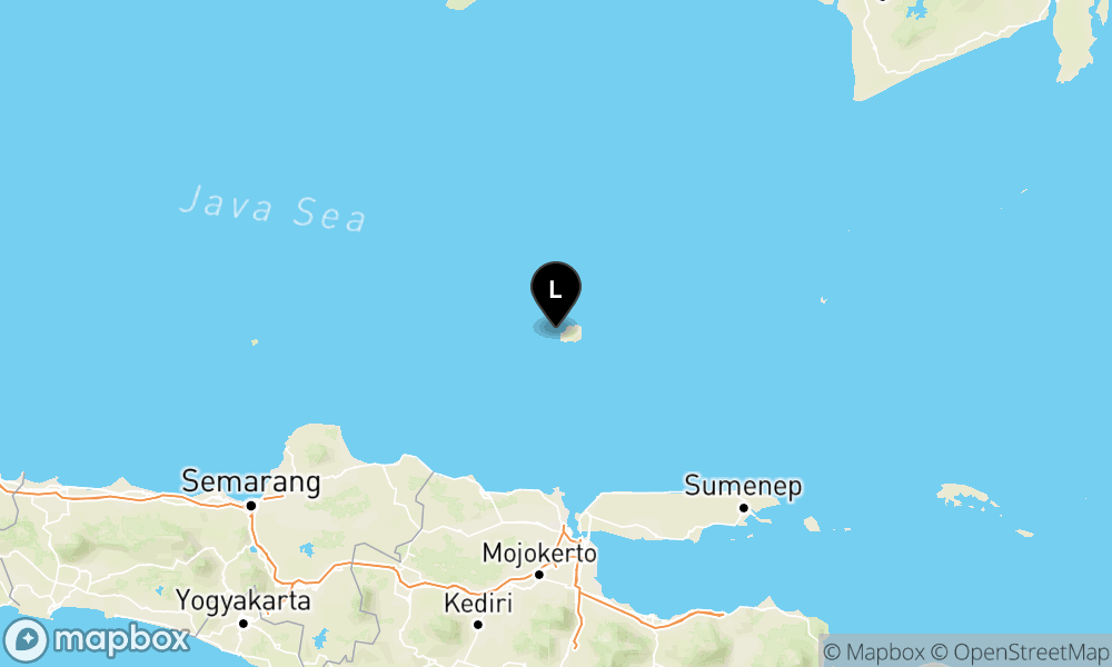 Peta episentrum gempa M3.9 — Pusat gempa berada di laut 135 km Timur Laut Tuban