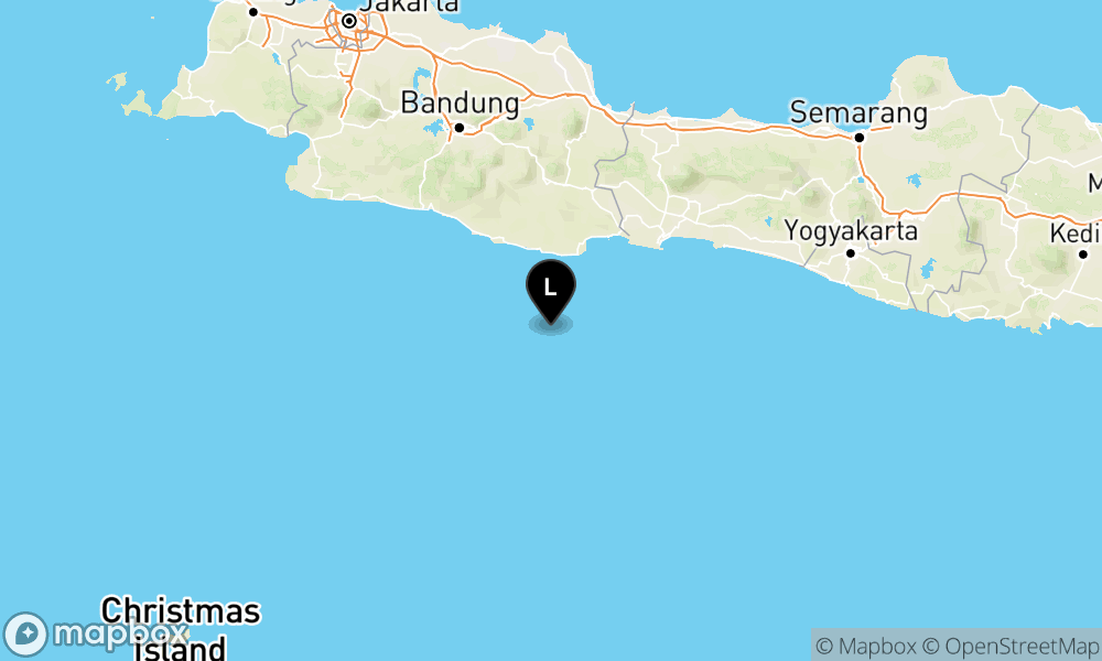 Peta Gempa Pusat gempa berada di laut 76 km selatan Pangandaran