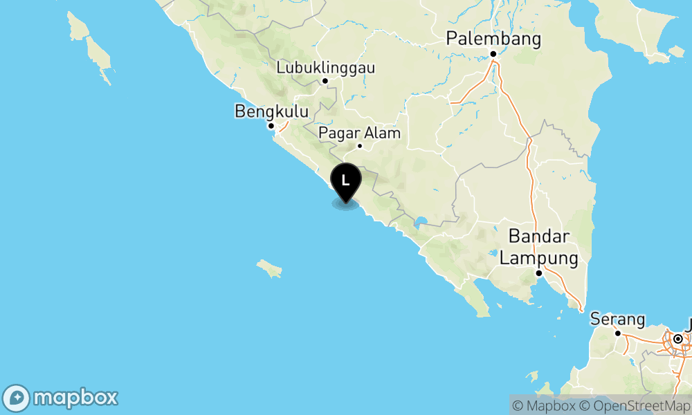 Peta Gempa Pusat gempa berada di laut 29 km Barat Laut Kaur