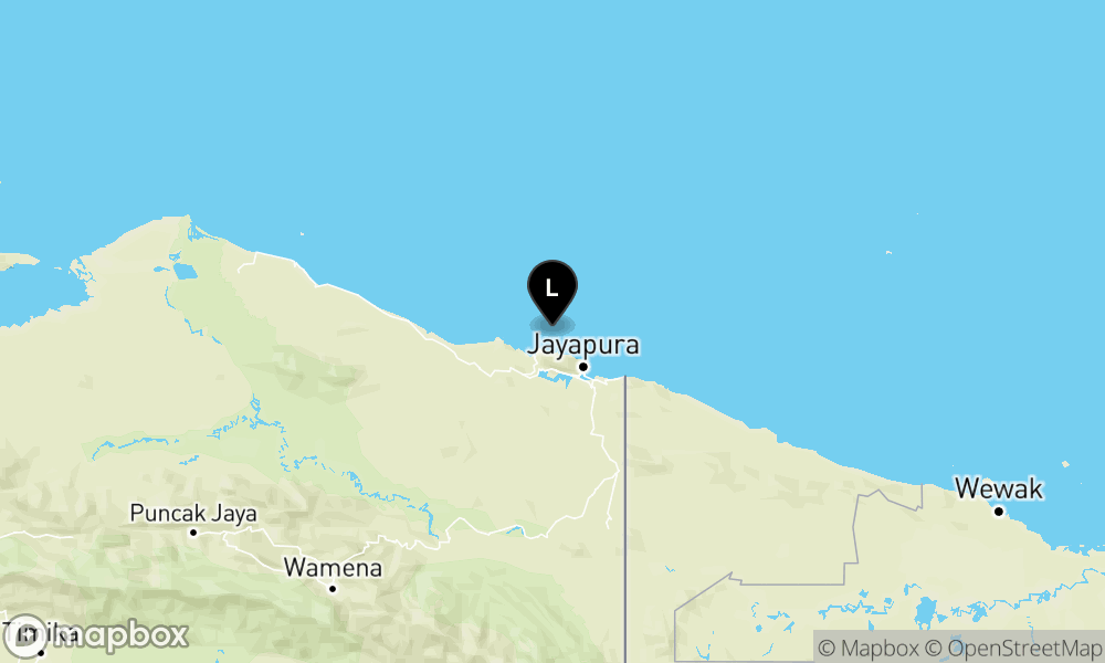 Peta Gempa Pusat gempa berada di laut 34 km Timur Laut Kab. Jayapura