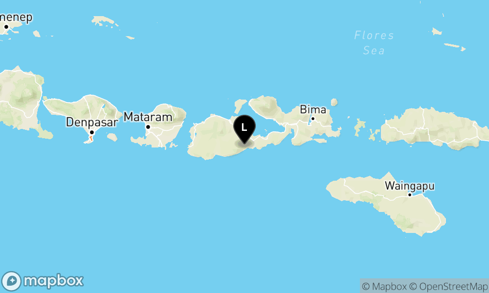 Peta episentrum gempa M3.9 — Pusat gempa berada di darat 50 km tenggara Sumbawa