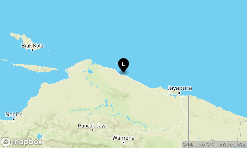 Peta episentrum gempa M5.4 — 22 km Tenggara SARMI-PAPUA