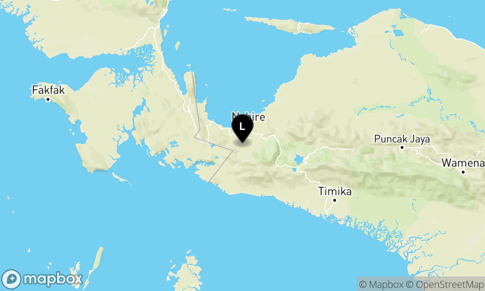 Peta episentrum gempa M4.0 — Pusat gempa berada di darat 36 km selatan Nabire