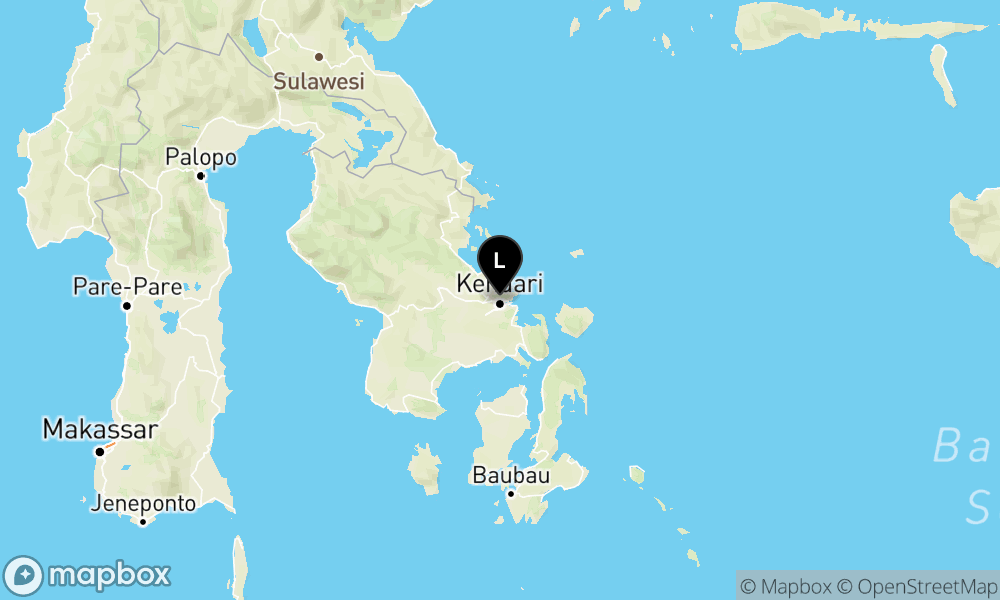 Peta episentrum gempa M2.6 — Pusat gempa berada di darat 2 km utara Kendari