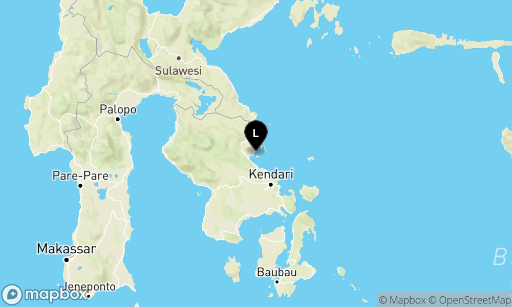 Peta episentrum gempa M3.0 — Pusat gempa berada di laut 20 km timur Konawe Utara