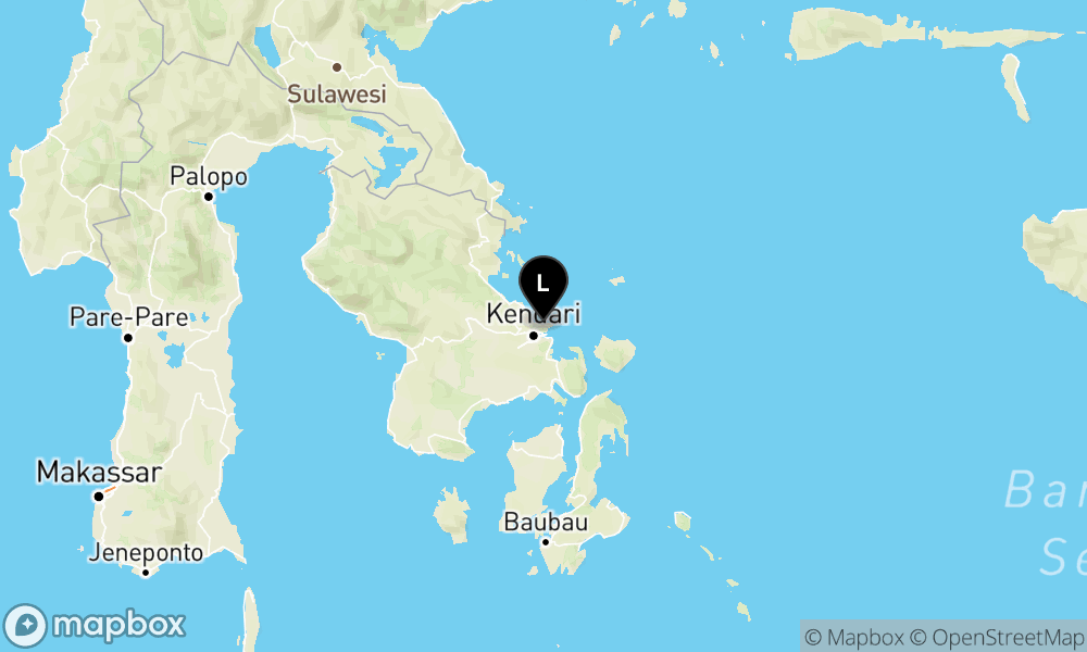 Peta episentrum gempa M3.2 — Pusat gempa berada di darat 11 km timur laut Kendari