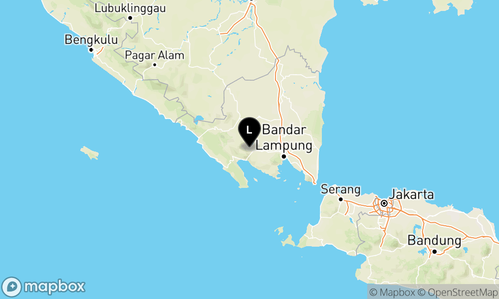 Peta episentrum gempa M2.8 — Pusat gempa berada di darat 16 km utara Tanggamus