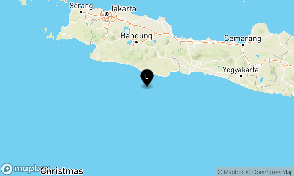 Peta episentrum gempa M3.9 — Pusat gempa berada di laut 81 km barat daya Kab. Pangandaran