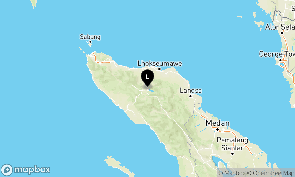 Peta episentrum gempa M2.5 — Pusat gempa berada di darat 5 km utara Takengon