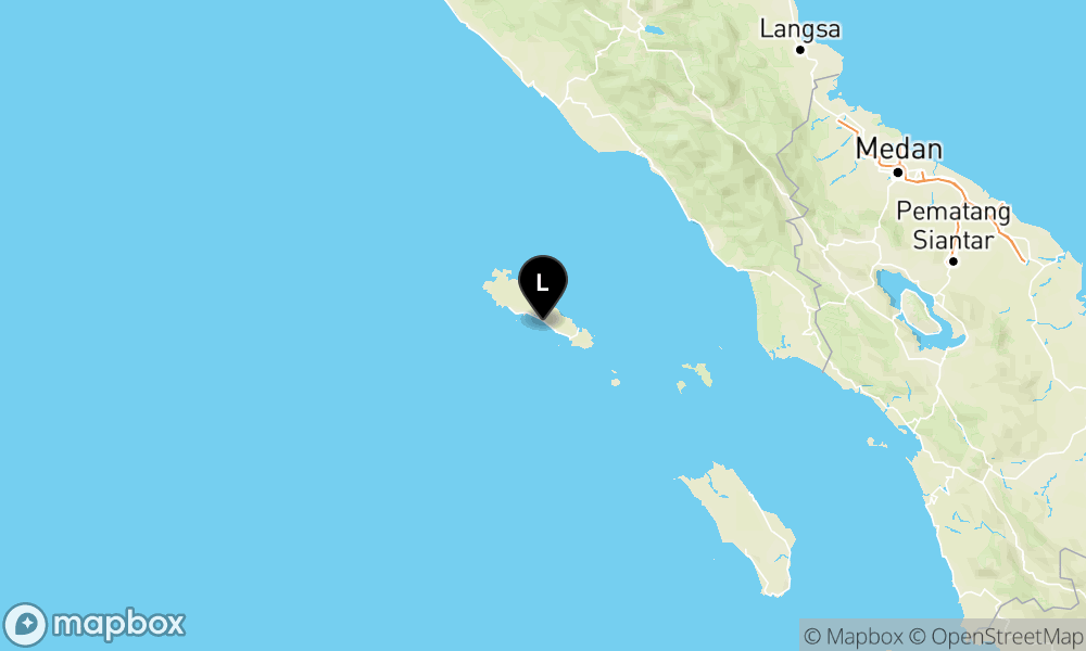 Peta episentrum gempa M4.5 — Pusat gempa berada di laut 27 km barat Sinabang