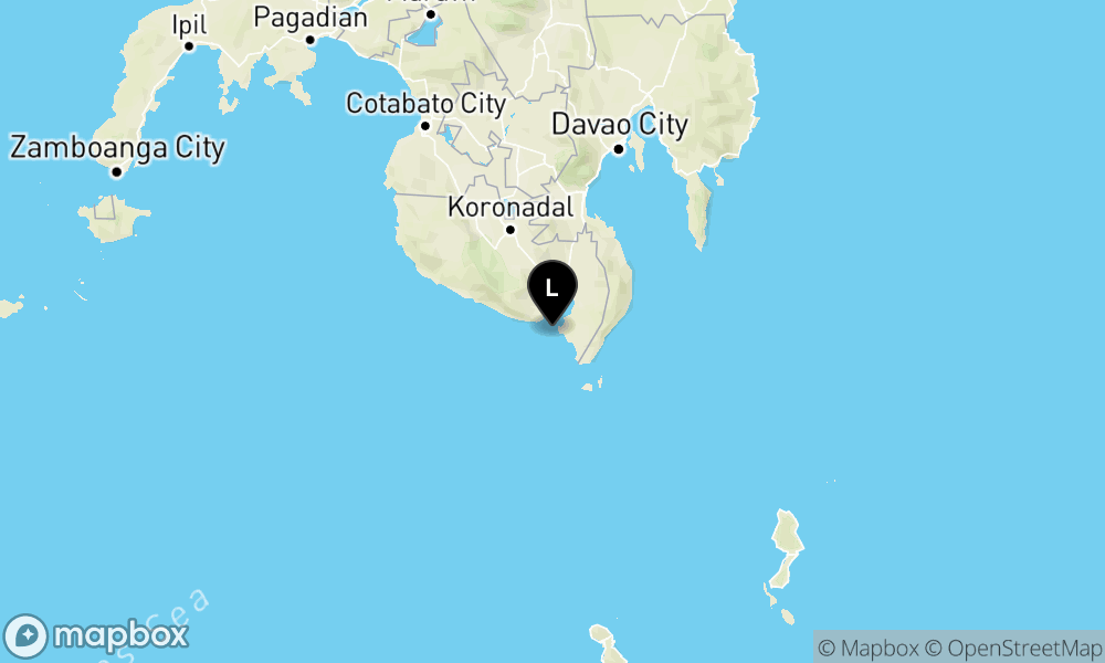 Peta episentrum gempa M7.7 — Pusat gempa berada di laut 244 km barat laut Pulau Karatung