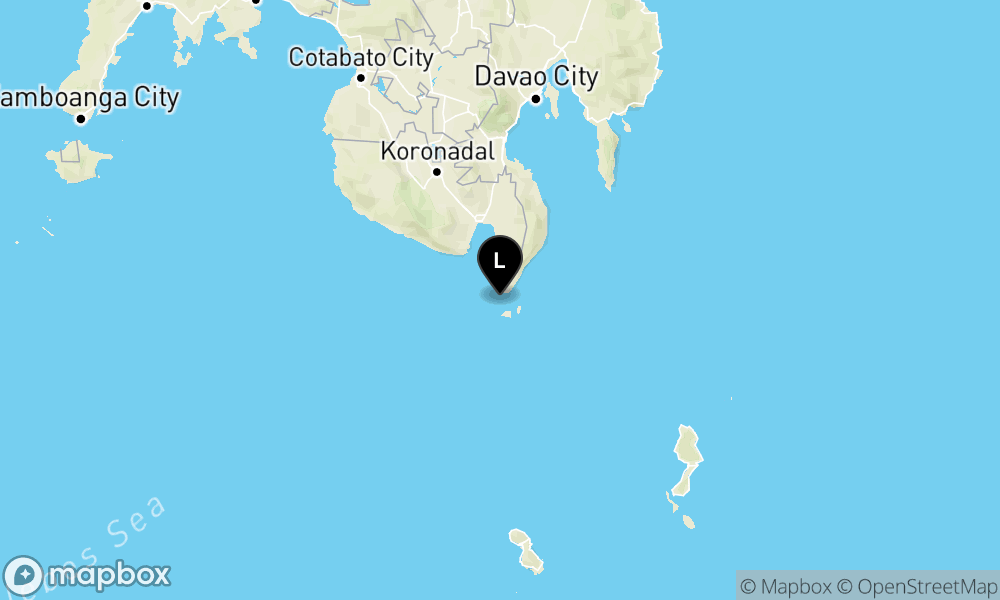Peta episentrum gempa M5.7 — 211 km BaratLaut PULAUKARATUNG-SULUT