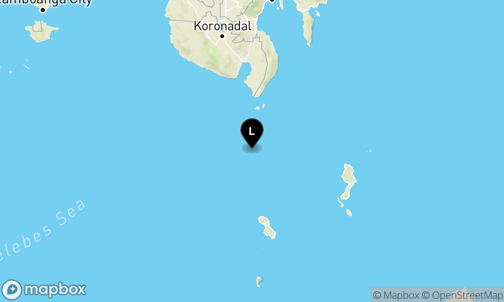 Peta episentrum gempa M5.8 — 127 km BaratLaut TAHUNA-KEP.SANGIHE-SULUT