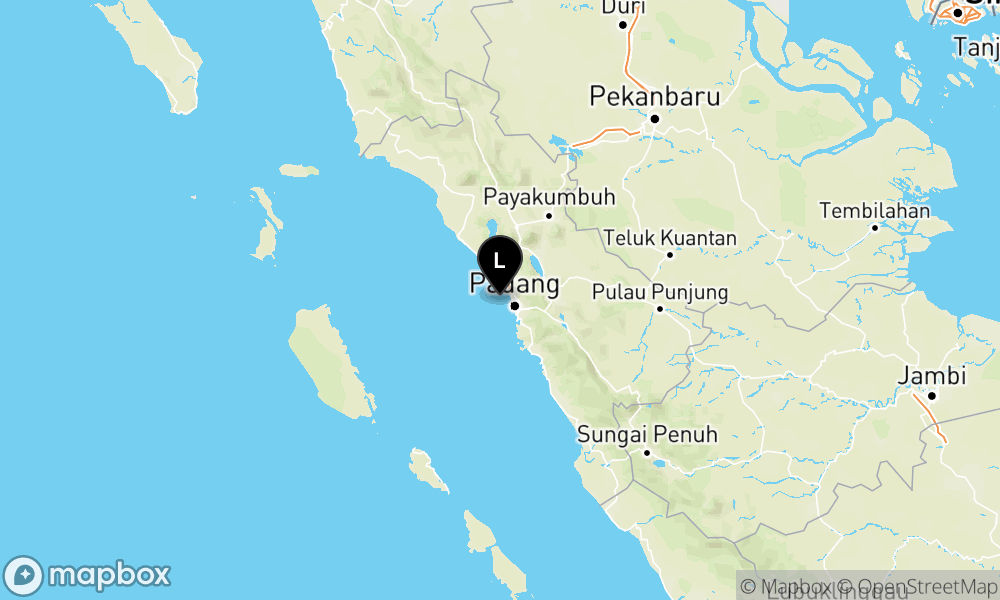 Peta episentrum gempa M4.5 — Pusat gempa berada di laut 28 km selatan Padang Pariaman