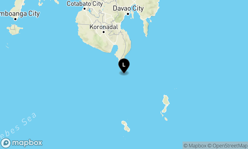 Peta episentrum gempa M5.3 — 174 km BaratLaut TAHUNA-KEP.SANGIHE-SULUT