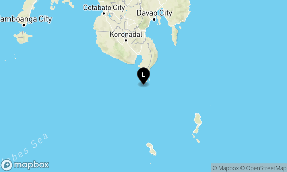 Peta episentrum gempa M5.1 — 185 km BaratLaut TAHUNA-KEP.SANGIHE-SULUT