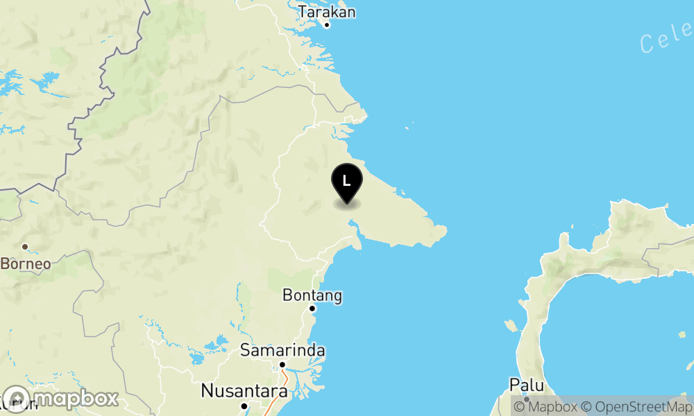 Peta episentrum gempa M3.3 — Pusat gempa berada di darat 103 km timur Kutai Timur
