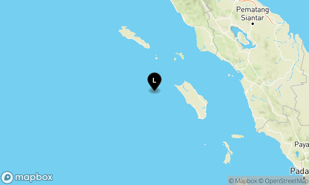 Peta episentrum gempa M4.8 — Pusat gempa berada di laut 88 km barat Nias Utara