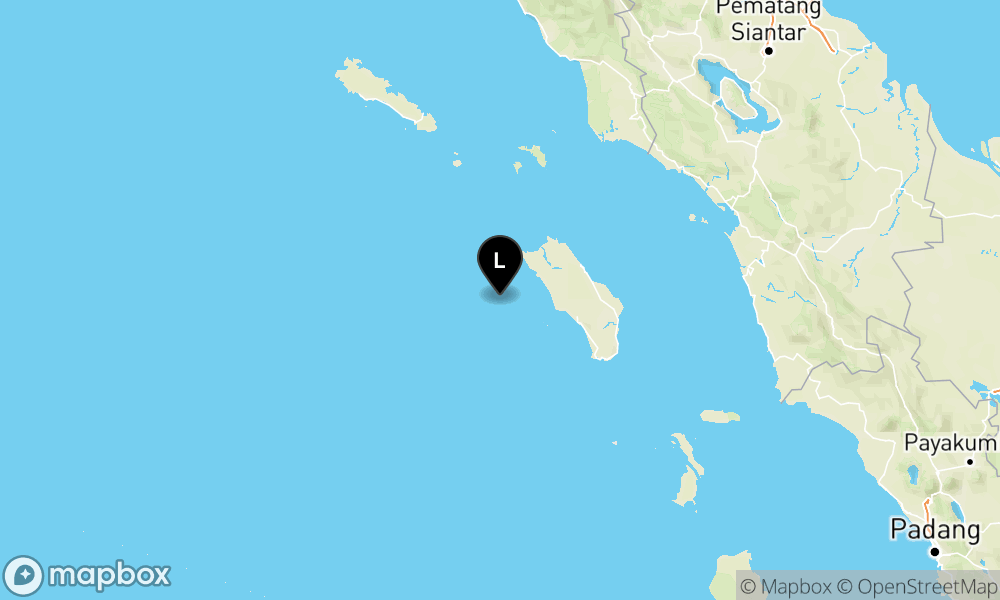 Peta episentrum gempa M4.4 — Pusat gempa berada di laut 53 km barat Kabupaten Nias Barat