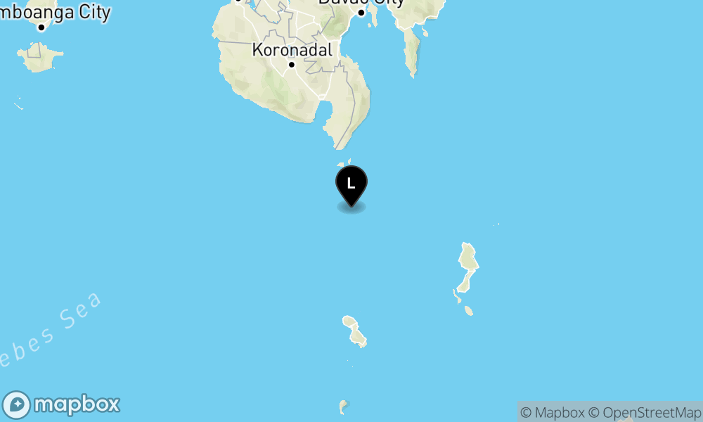 Peta episentrum gempa M5.4 — 142 km TimurLaut TAHUNA-KEP.SANGIHE-SULUT