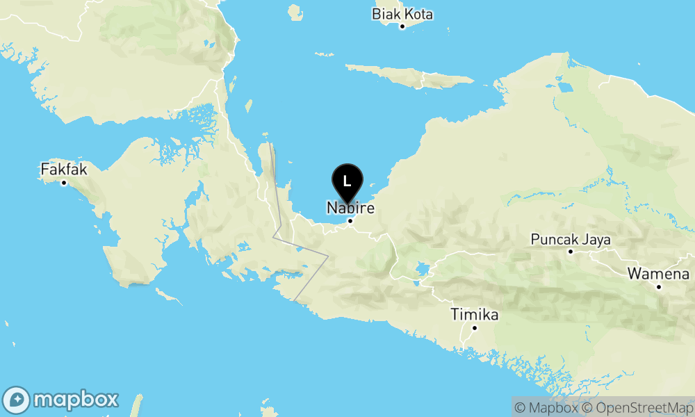 Peta episentrum gempa M3.6 — Pusat gempa berada di laut 17 km utara Nabire