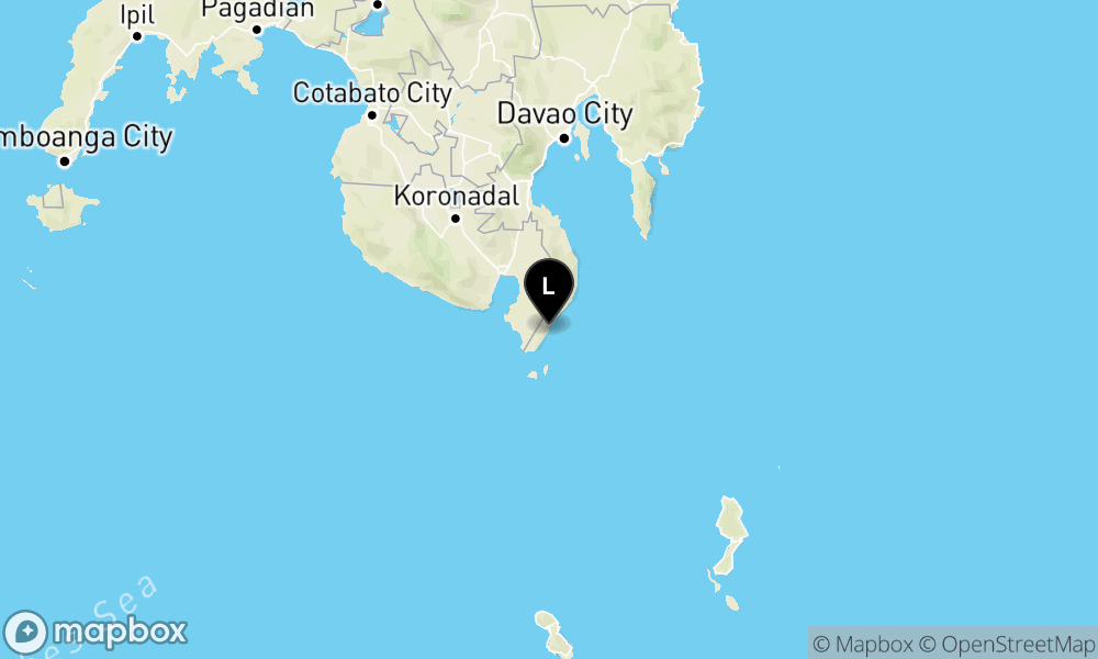 Peta episentrum gempa M5.2 — 205 km BaratLaut PULAUKARATUNG-SULUT