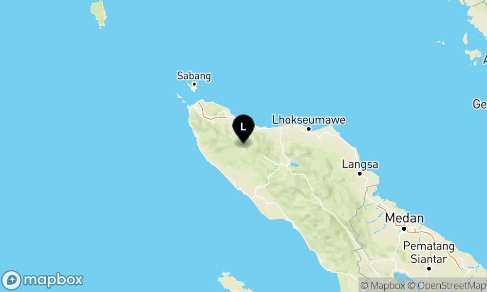 Peta episentrum gempa M3.8 — Pusat gempa berada di darat 21 km barat daya Kab. Pidie Jaya, Aceh