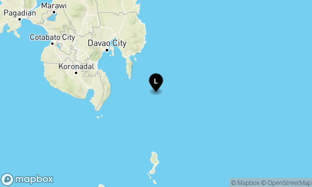 Peta Gempa Pusat gempa berada di laut 139 km BaratLaut Pulau Karatung