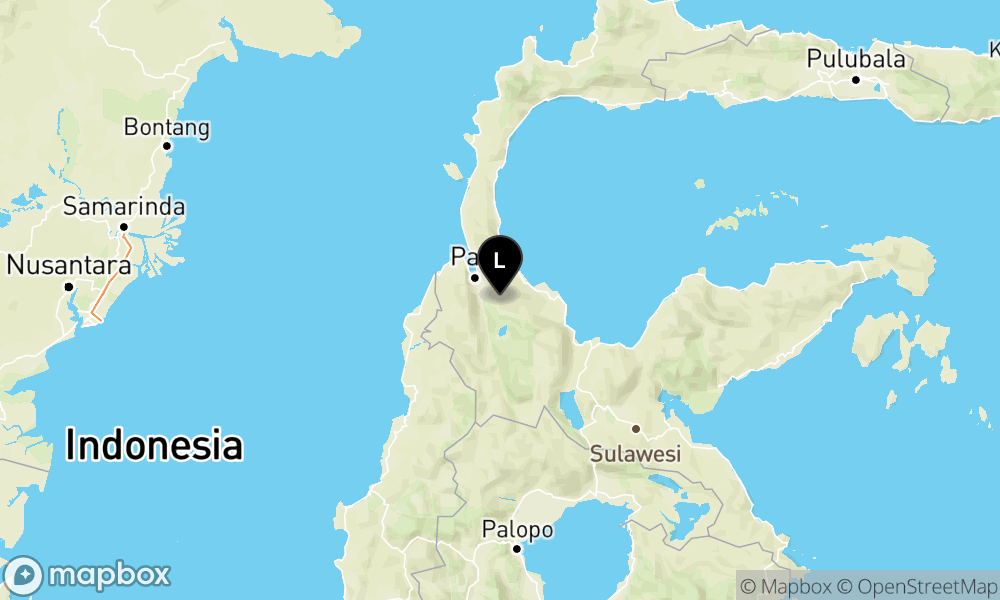 Peta episentrum gempa M3.9 — Pusat gempa berada di darat 40 km timur laut Sigi
