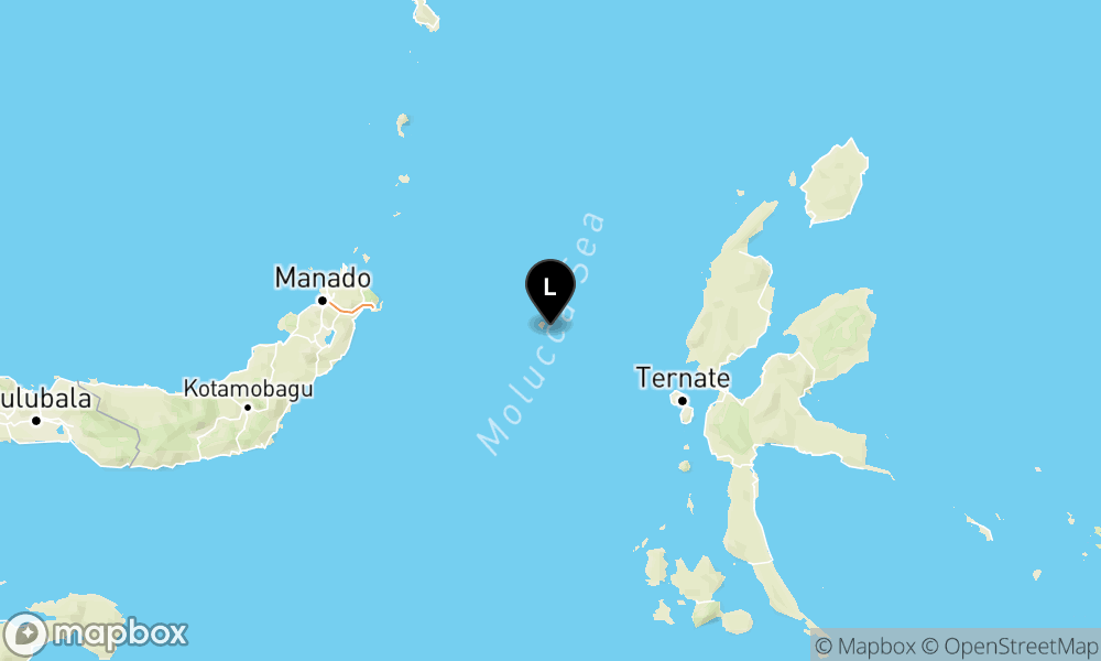 Peta episentrum gempa M4.1 — Pusat gempa berada di laut 116 km barat Jailolo