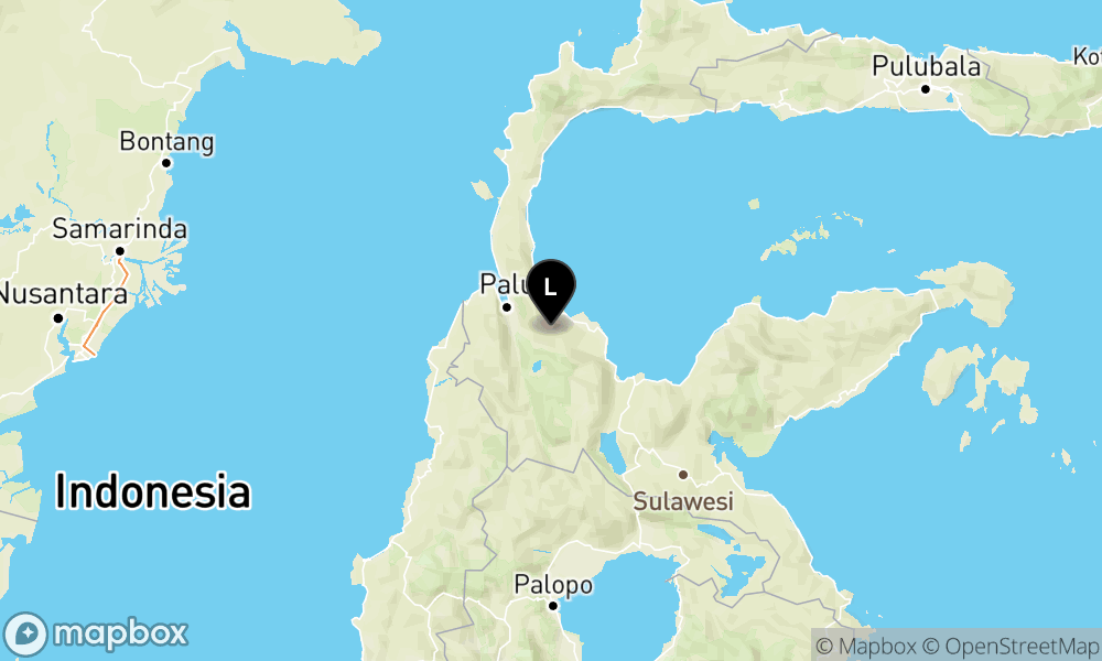 Peta episentrum gempa M4.7 — Pusat gempa berada di darat 49 km timur laut Sigi