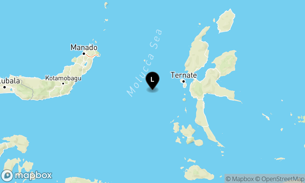 Peta episentrum gempa M4.0 — Pusat gempa berada di laut 90 km barat Ternate
