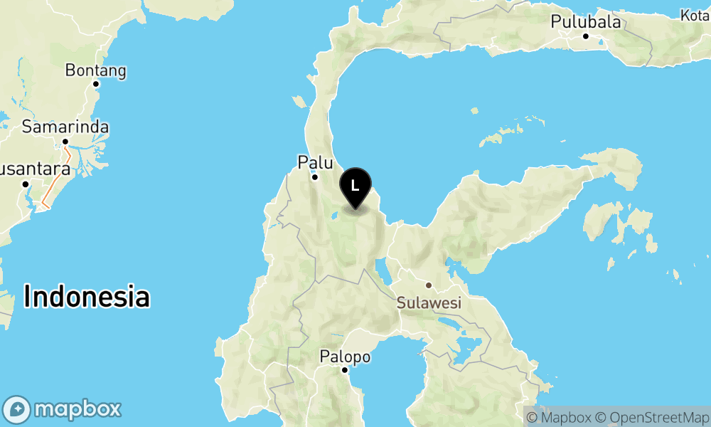 Peta episentrum gempa M4.7 — Pusat gempa berada di darat 48 km timur Sigi