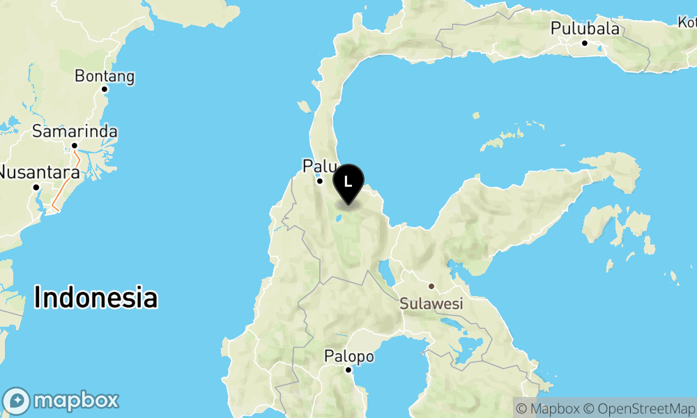 Peta episentrum gempa M3.0 — Pusat gempa berada di darat 40 km Timur laut Sigi