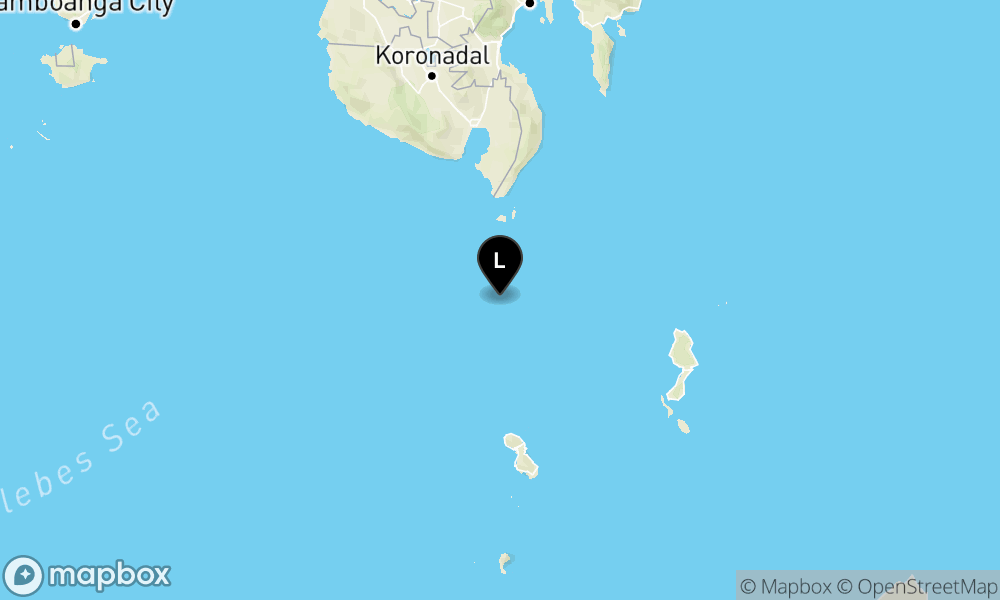Peta episentrum gempa M4.5 — Pusat gempa berada di laut 130 km utara Tahuna-Kep. Sangihe