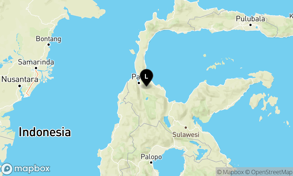 Peta episentrum gempa M4.4 — Pusat gempa berada di darat 44 km timur laut Sigi
